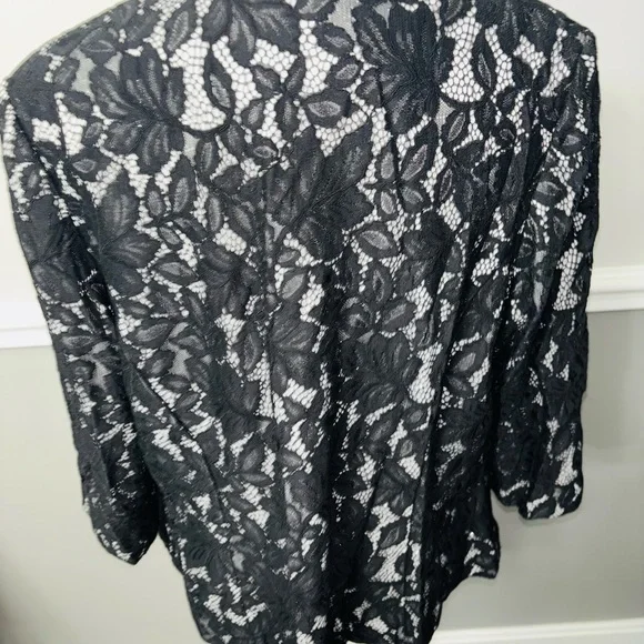 Alex Evenings Black Lace Zip-Front Jacket - Picture 3 of 5
